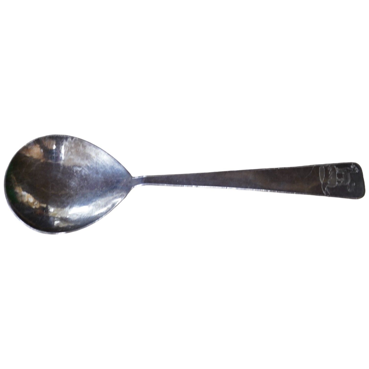 A modern Guild of Handicraft silver spoon, the terminal engraved with mythical beast, London, 1986, 16.7cm, 57 grams. Condition - fair